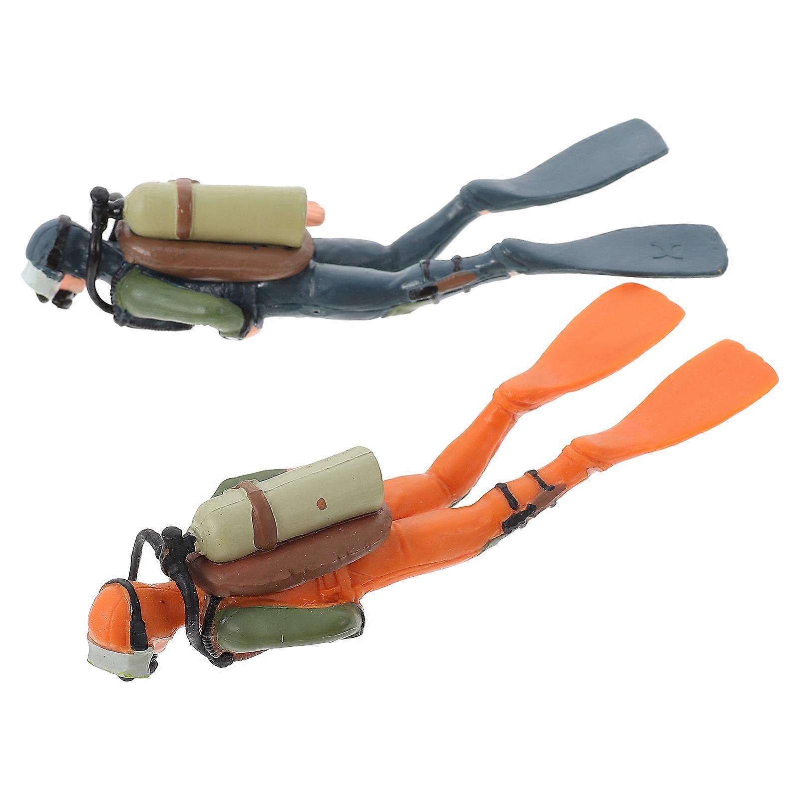 PVC Diver Ornament Figurines for Decor 2Pcs Simulated Diver Models
