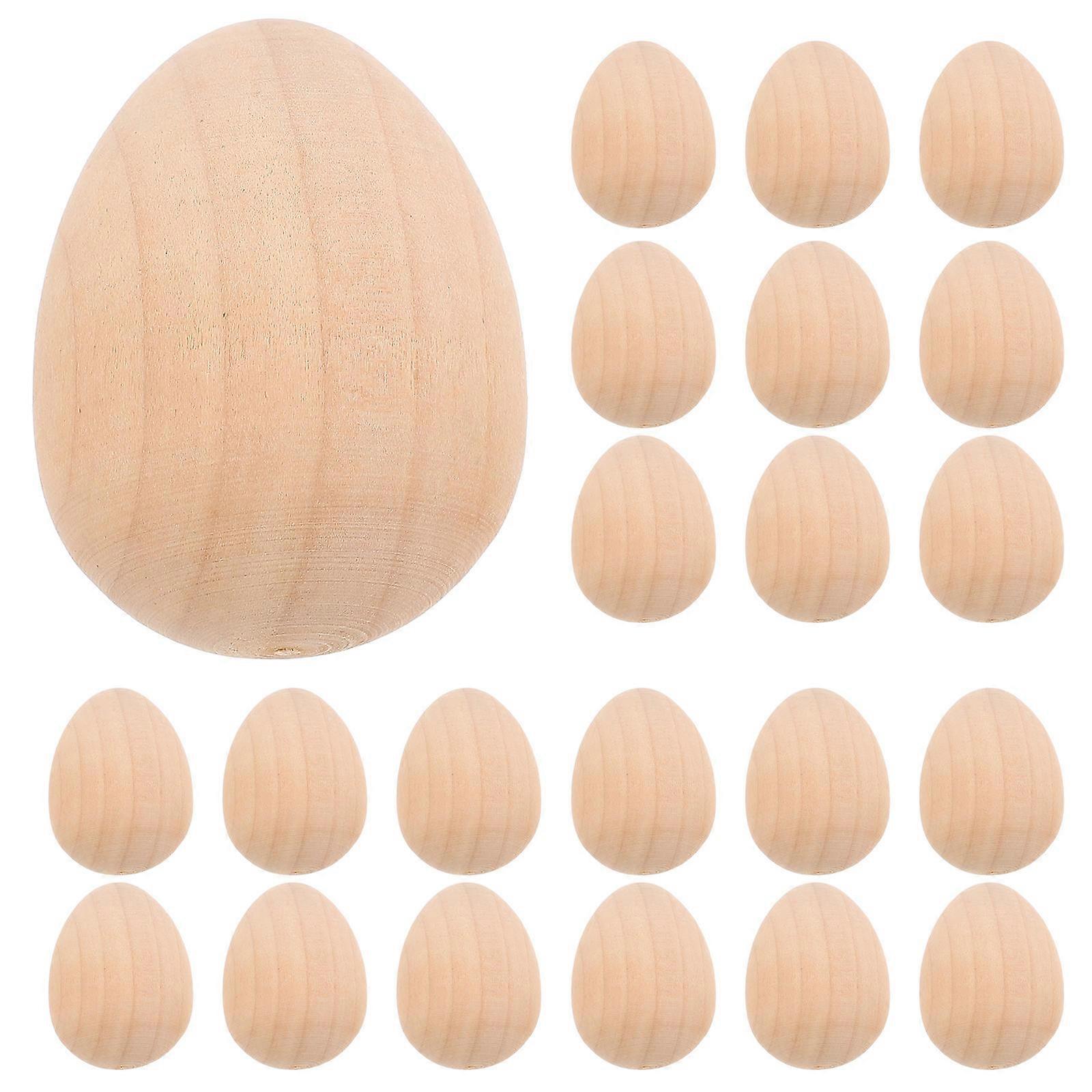 Wooden Easter Eggs DIY Egg Adornments for Kids 80Pcs Easter Drawing Props