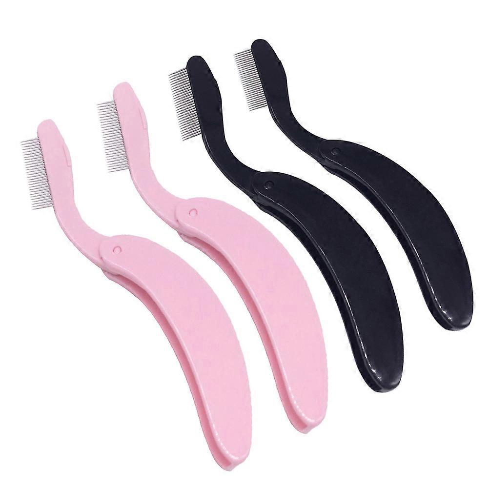 Curved Eyebrow Comb Plastic Handle Lash and Brow Comb 8Pcs Black