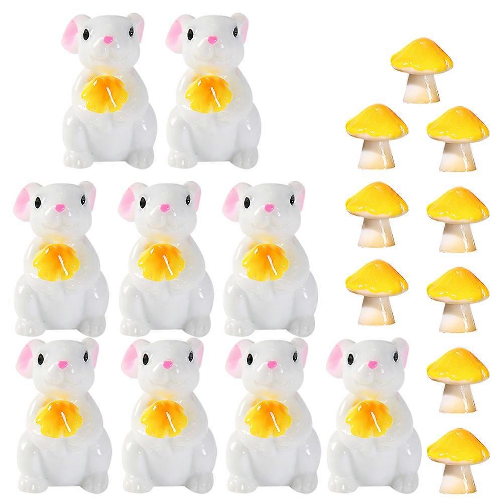 Garden Bunny Miniature Rabbit and Mushroom Figurine for Decoration 60 Pieces