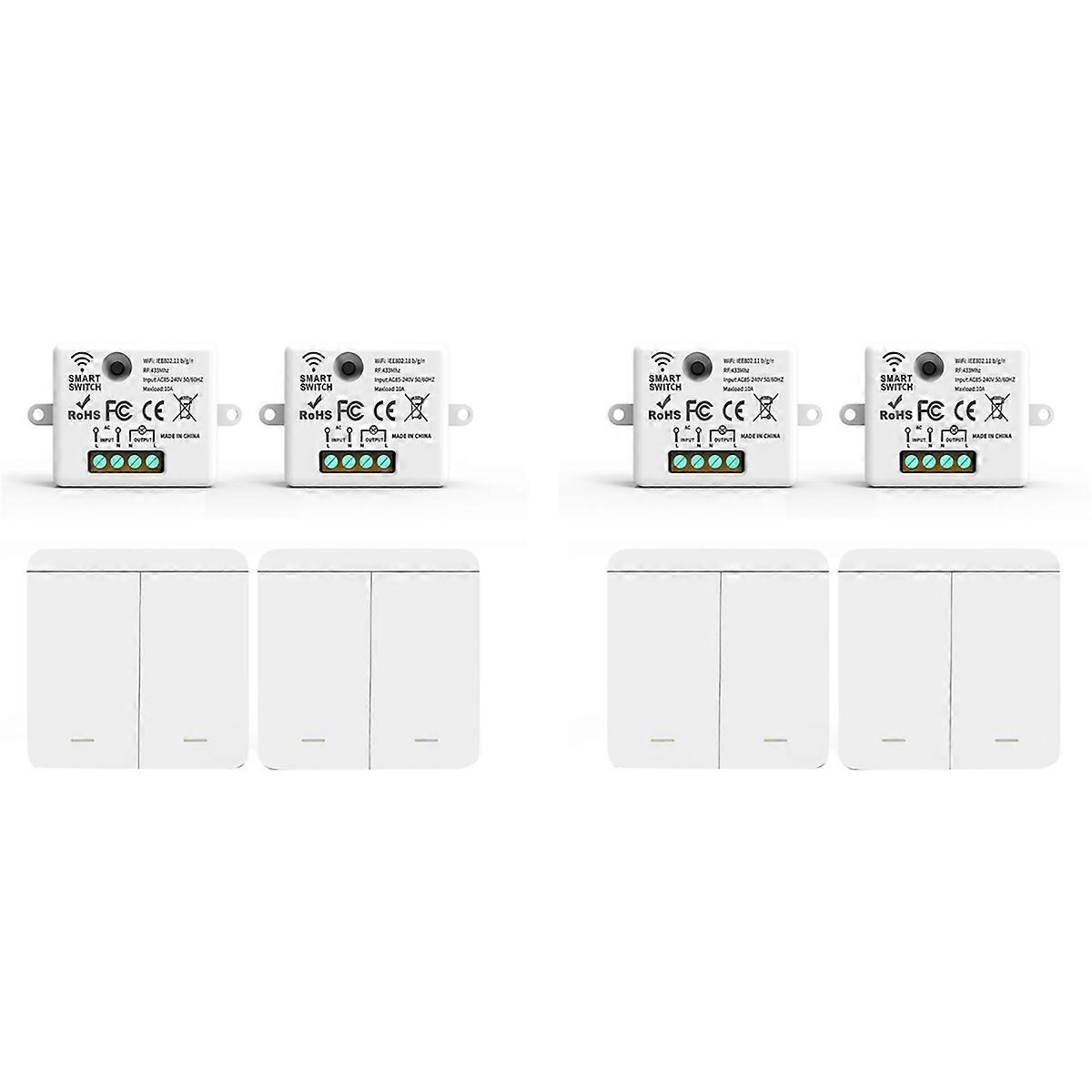 2PCS Wireless Light Wall Switch 433Mhz Relay Receiver with 2Gang Panel Switch LED Remote Control for