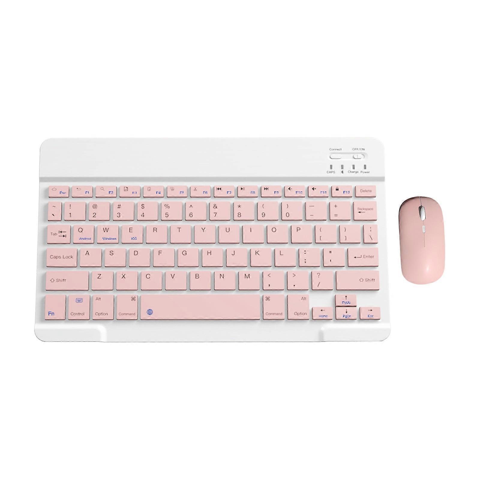 WRKEKC Clearance Bluetooth Keyboard & Mouse Portable BT Wireless Keyboard & Mouse for android PC Tablet Pink