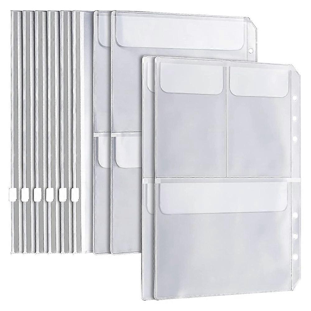 20Pcs A5 6 Ring Binder Pockets 3 Types Envelope,Zipper Closurek Bill