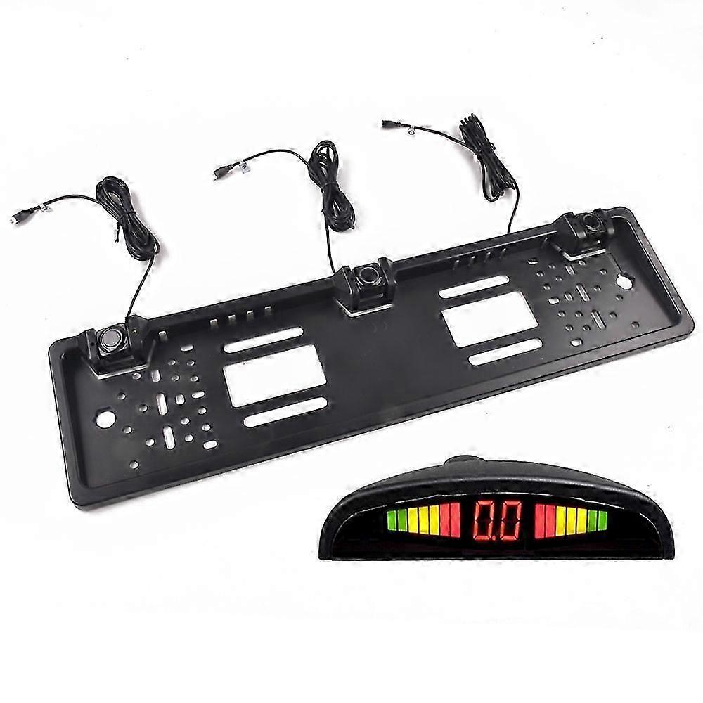 Car Parking Sensor Kit Auto Reversing Plate Camera Back Electromagnetic Monitor System 3 Sensors