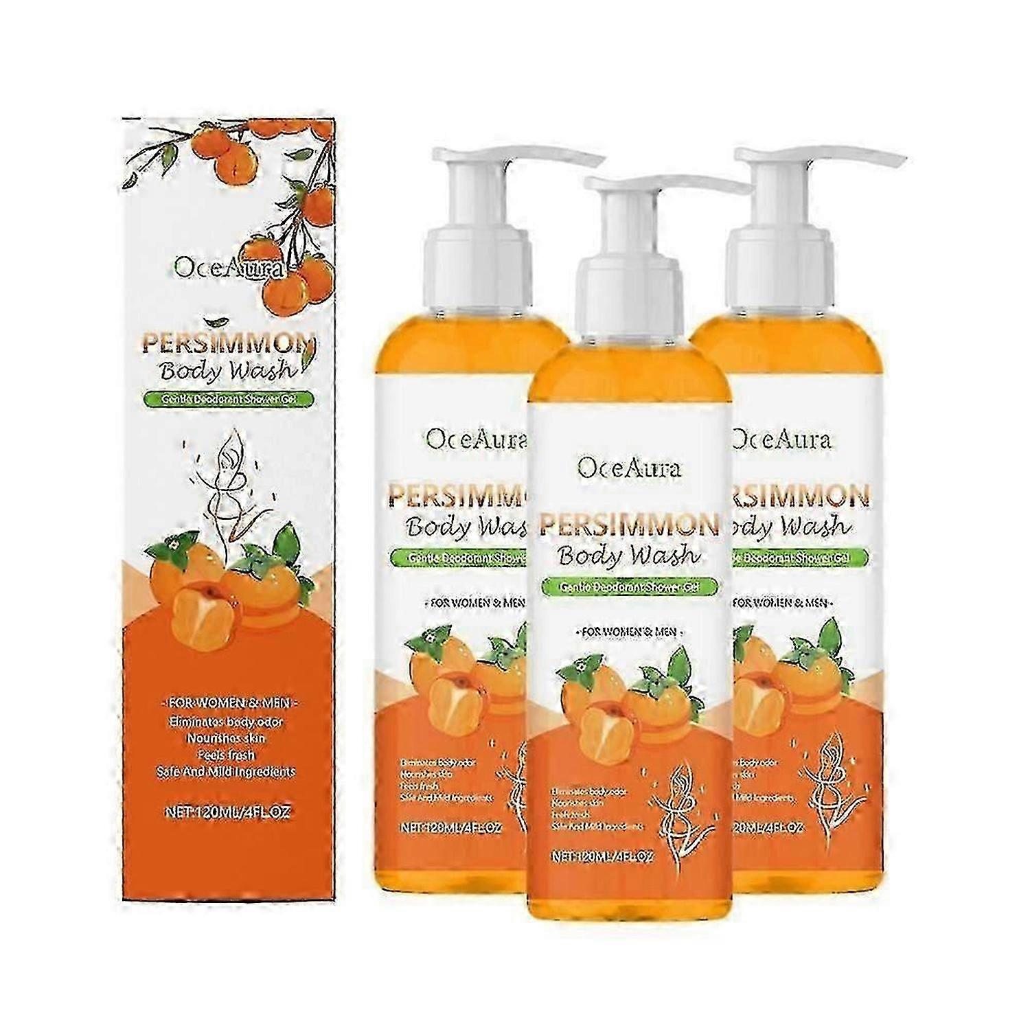 Persimmon kroppsvask for kroppsluktkontroll, rensende deodorisering, eliminering av kroppslukt under armene godt