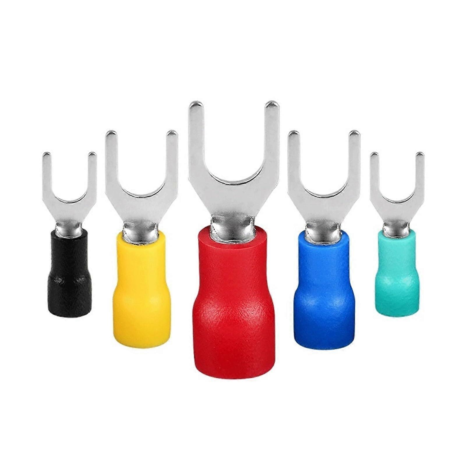 Insulated Fork Crimp Terminal 100Piece Pack Multicolor Copper PVC Insulation SV1.256S Black