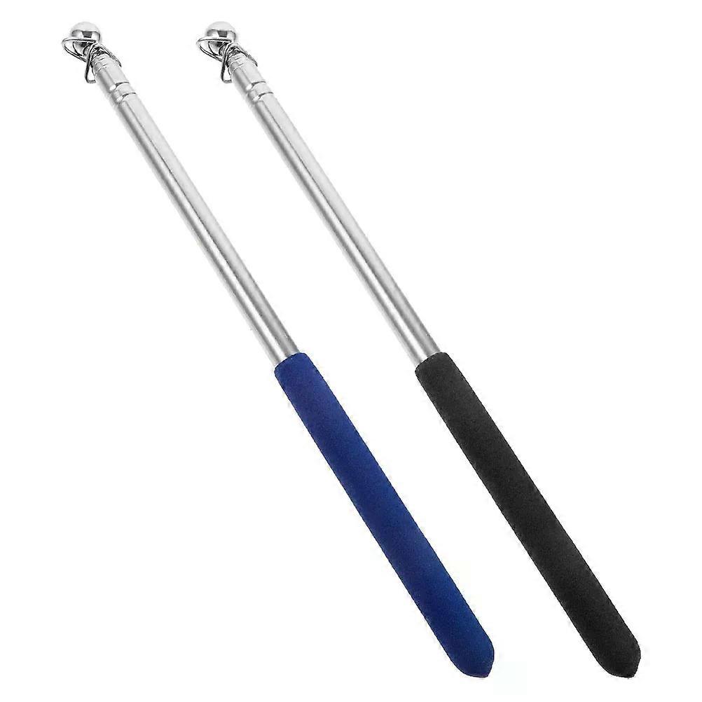 2Pcs Stainless Steel Telescopic Handheld Flagpole Portable Extendable Collapsible Tour Guide Staff With Ring For Performance