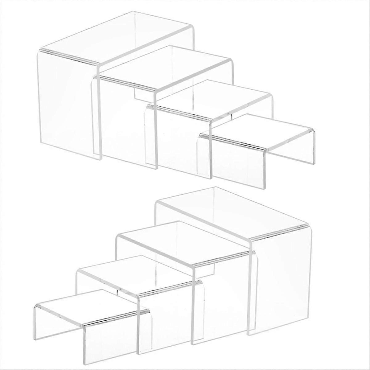 8 Pcs 2 Set Small Acrylic Risers, Thick Clear Acrylic Display Stand
