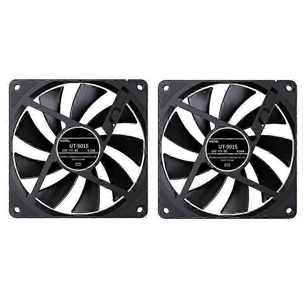 2pcs Computer Case Fan 92mm 4-Pin PWM High Airflow Ultra-Thin Cooling Fan 1000-2700 RPM Cascadable F