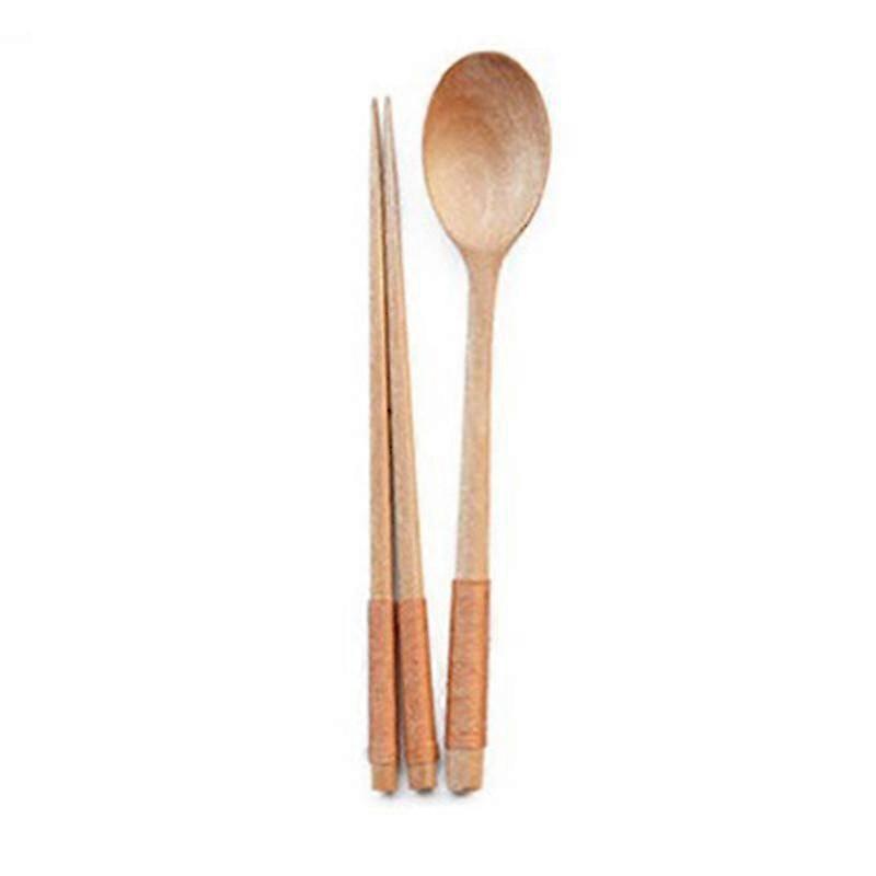 Wooden Spoon Chopsticks Set Reusable Dinnerware Combinations Simple Design Flatware For Household