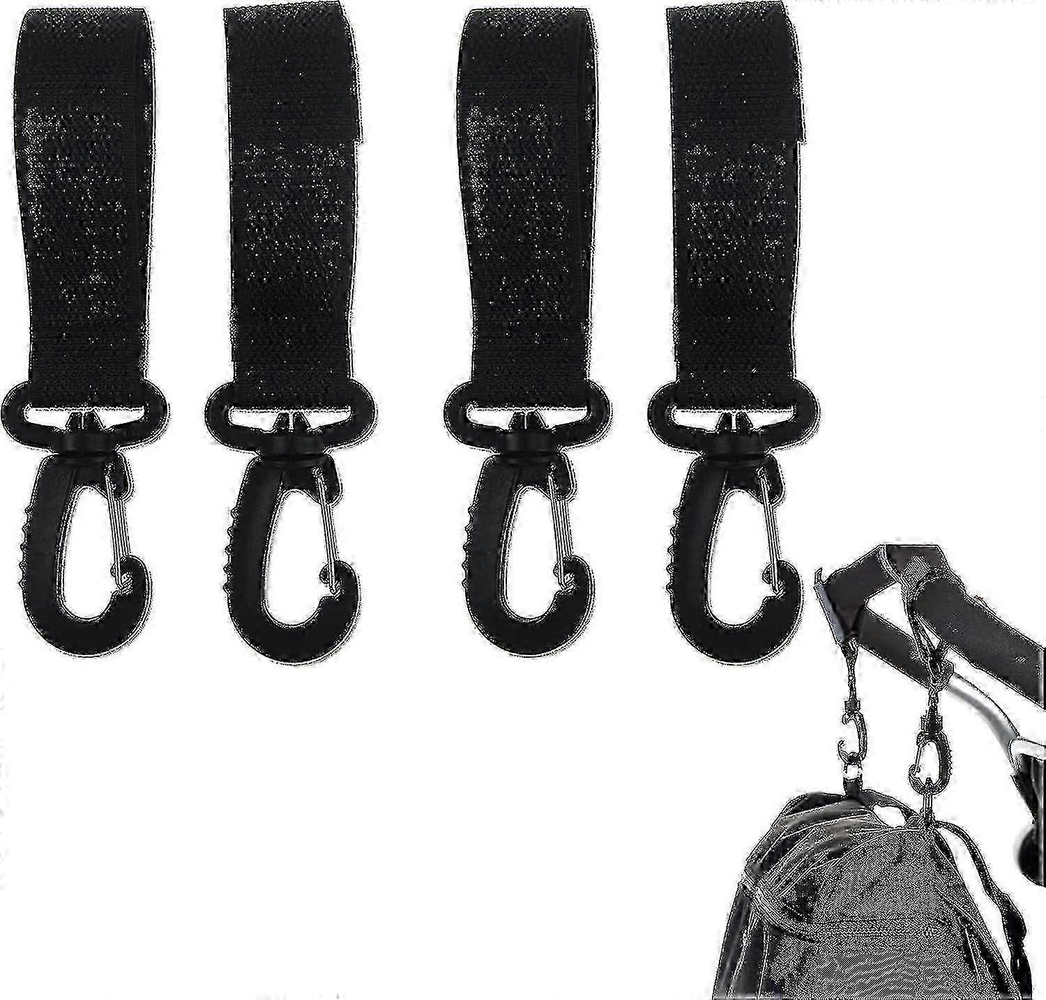 4 Pcs Universal Stroller Hooks with Bag - Carrying Hook for All Types of Strollers