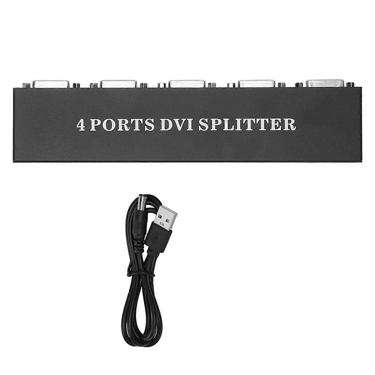 DVI Splitter 1 in 4 Out HD Lossless Plug and Play Distribution Video Duplicator for PC Laptop HDTV P