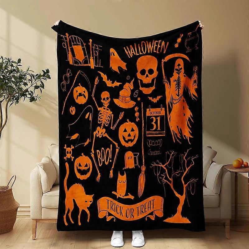Couverture à thème Halloween, 1 pièce, douce et confortable, idéale pour la sieste, la maison, le bureau, les voyages et le camping.