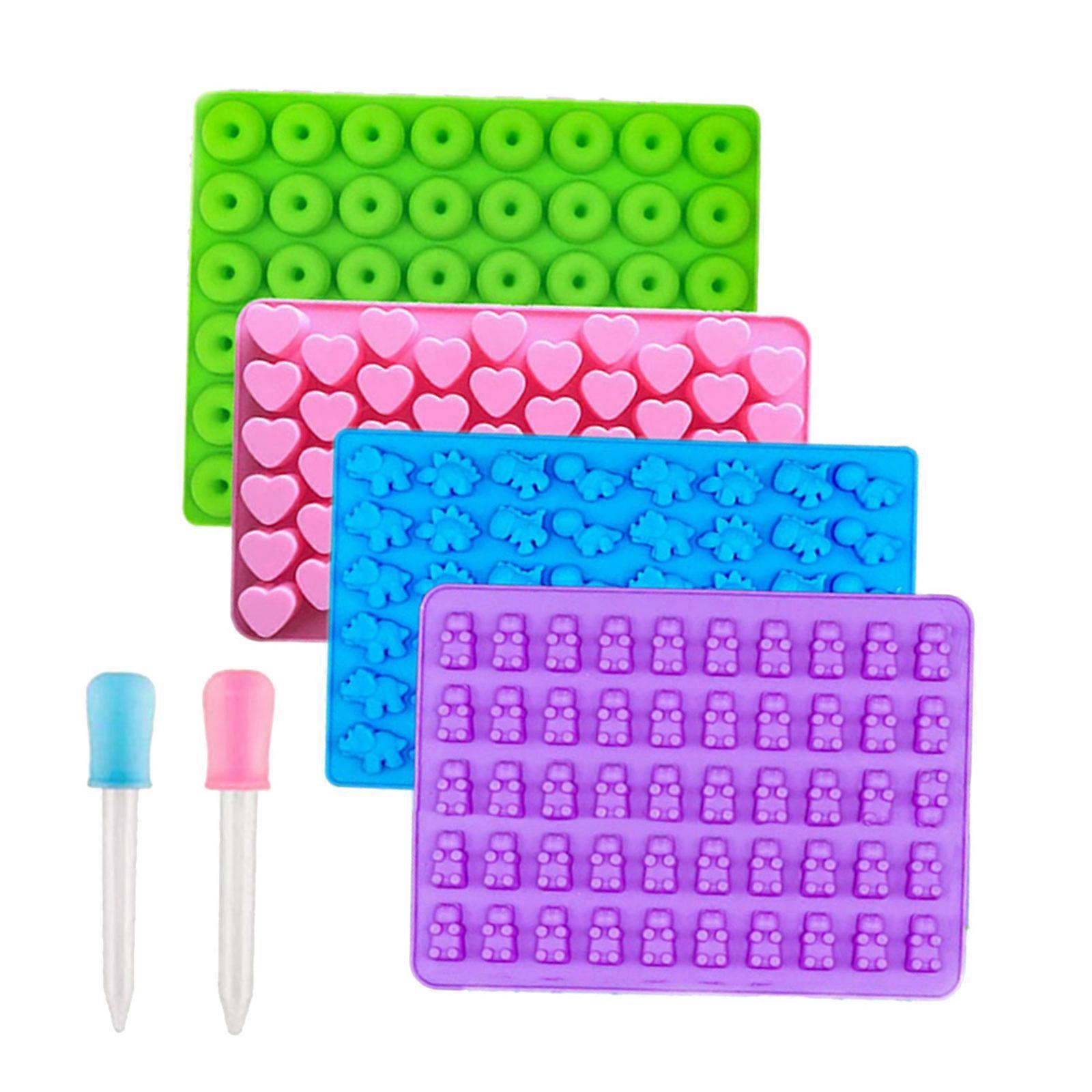 Multifuntional Shape Silicone Candy Molds Silicone Gummy Molds Suitable for Gummy and Chocolates with Fill Droppers Multicolor