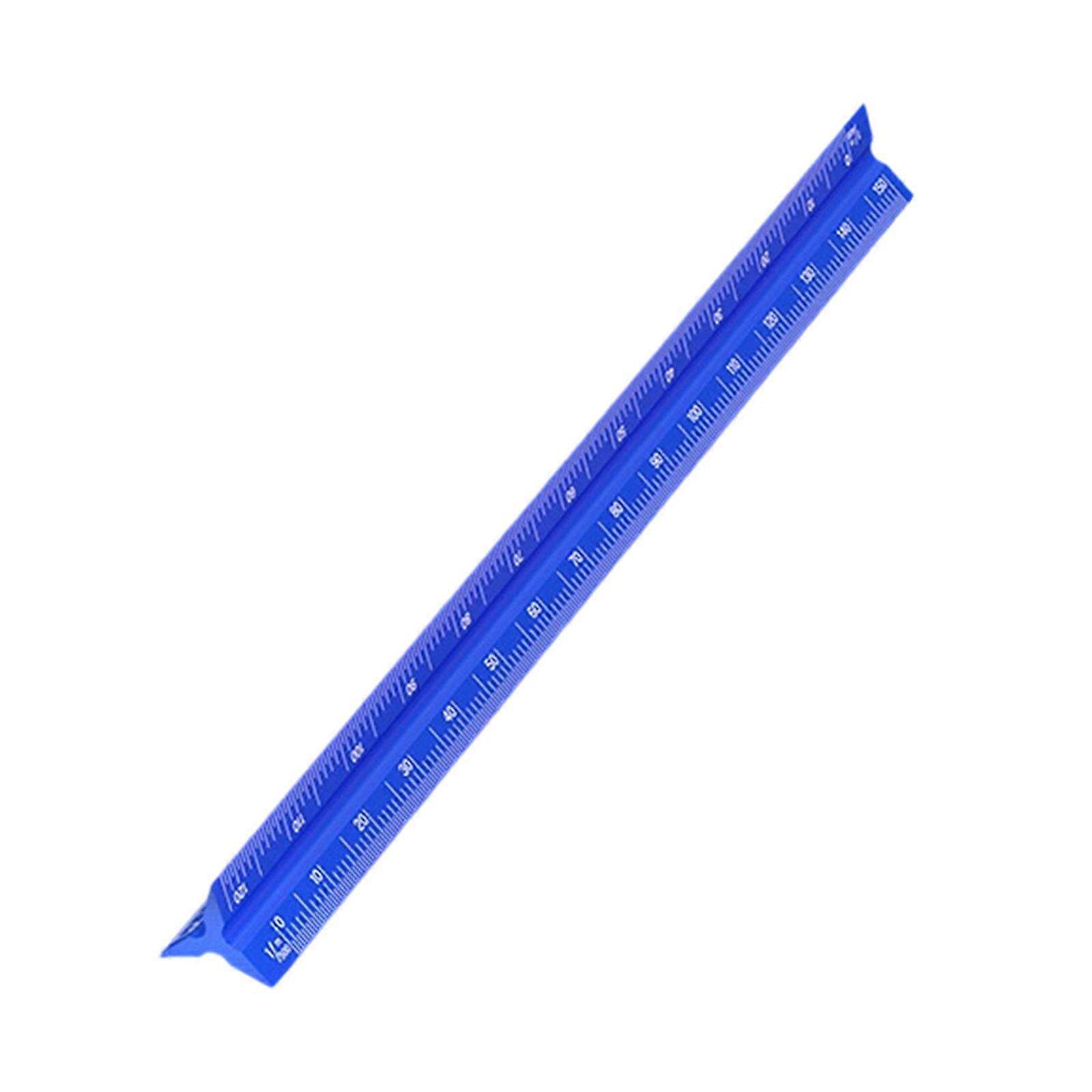 Engraved Calibrated 320mm Engineering Scale Aircraft Grade Aluminum Ruler For Professional Drafting Needs  Blue