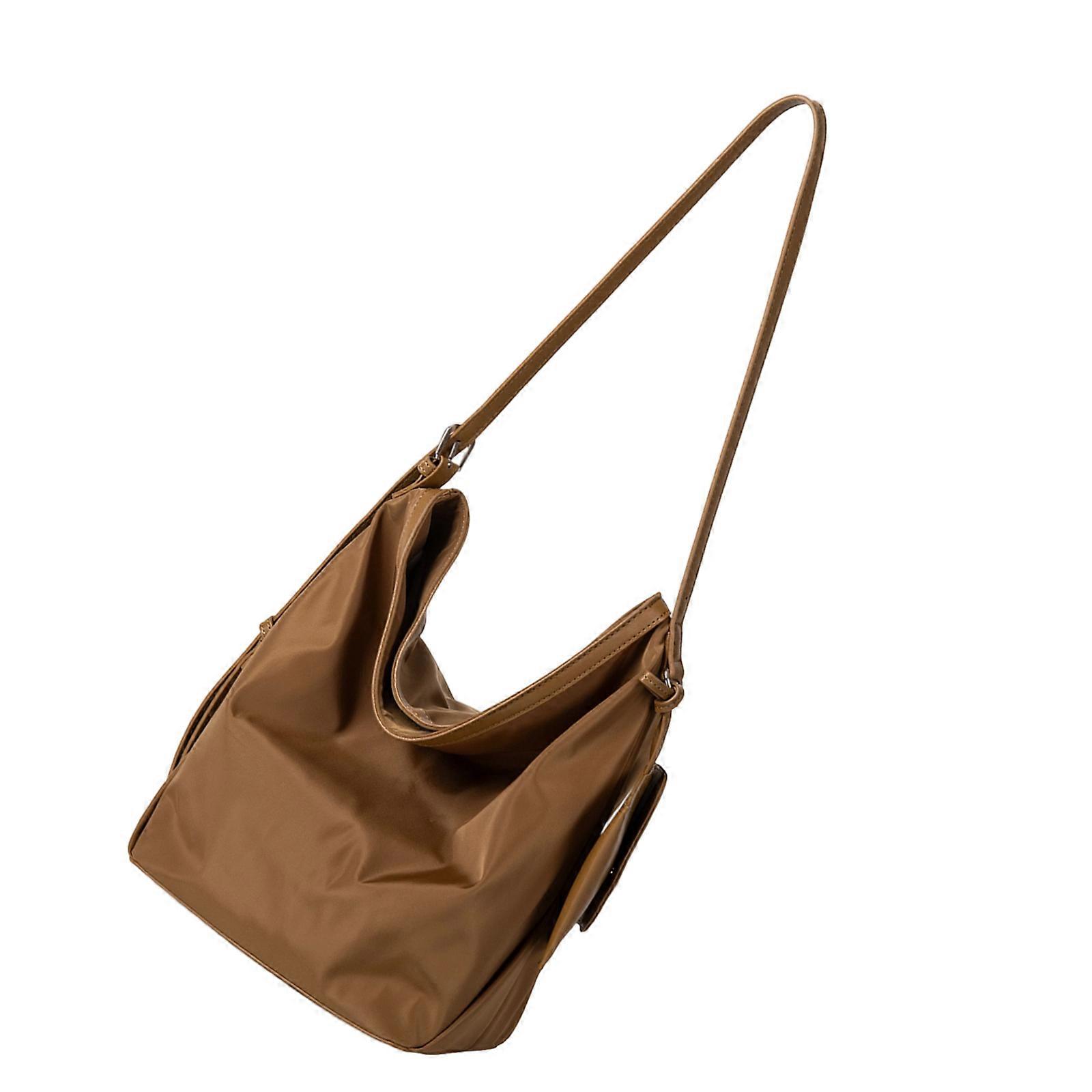 Practical Women’s Everyday Shoulder Bag Practical Nylon Bag With Removable Charm Spacious Compartment For Essential  Mud color