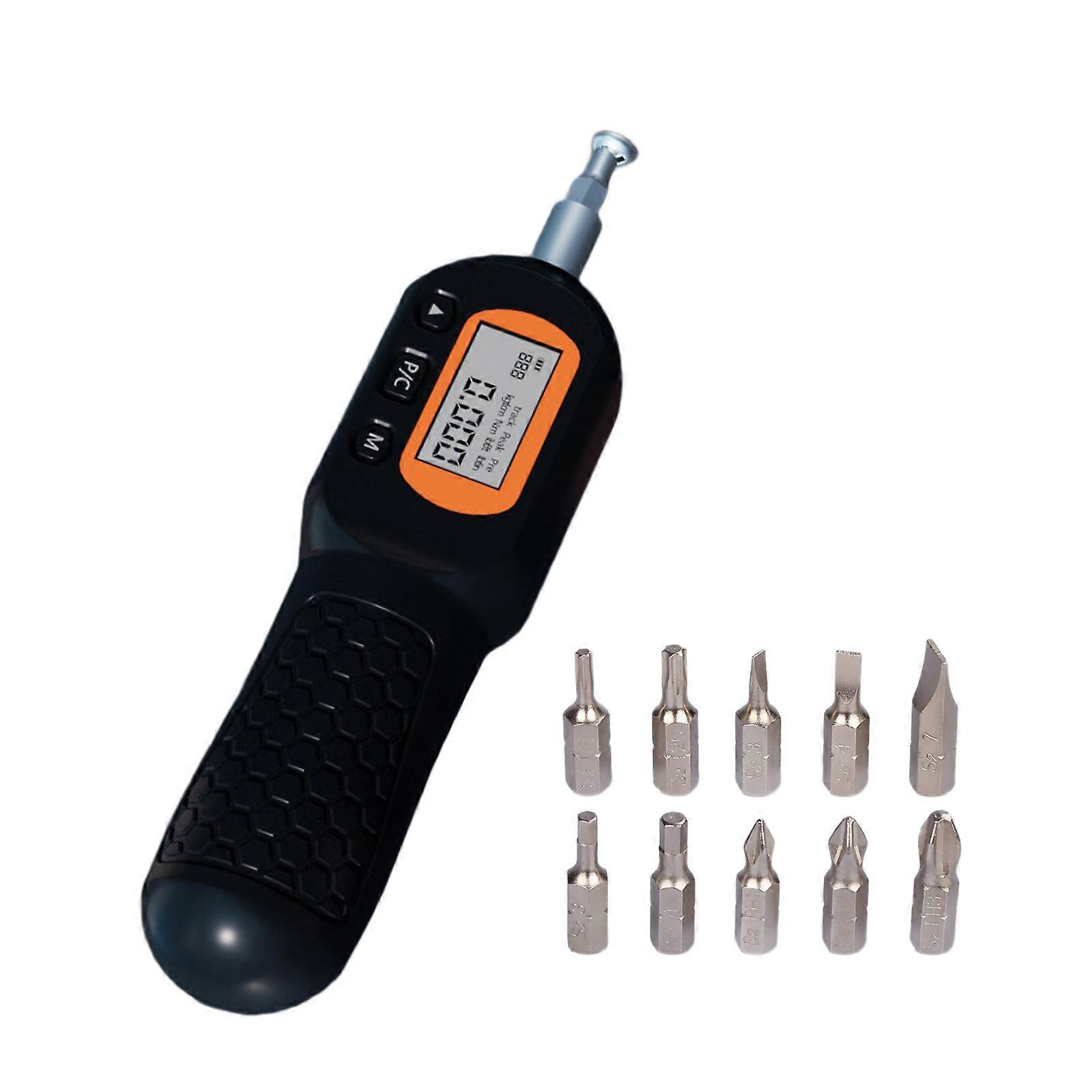 Accuracy Calibrated Torque Driver with Real Time Digital Display Ergonomic ABS Handle and 10 Interchangeable Tool Heads Multicolor