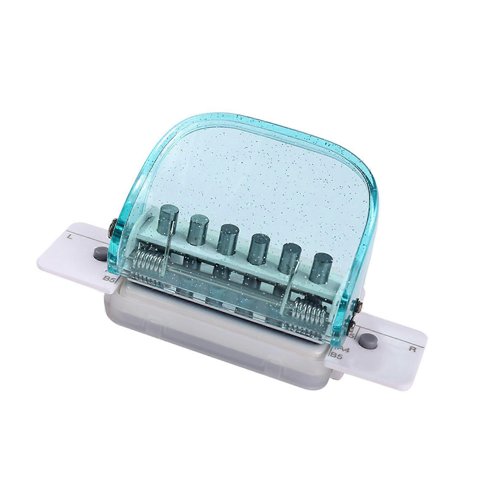 Portable Hole Puncher 6 Hole Paper Puncher Clear Manual Puncher Six Hole Punching Machine for Scrapbooking  Transparent green