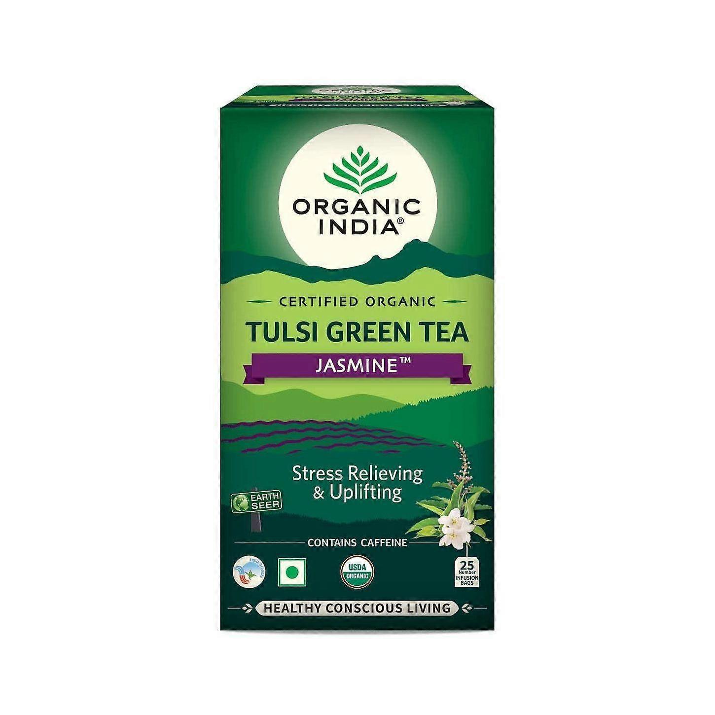 Green Tea with Tulsi and Jasmine (25 packs, 1.8 g), Tulsi Green Tea Jasmine Organic India