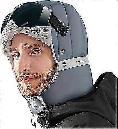 Women's winter hat with earmuffs - Thermal products, simple texture, full coverage, warm and thickened with three layers, suitable for school, hiking