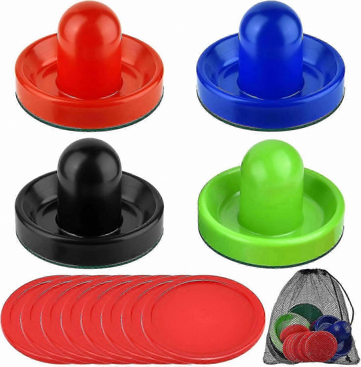 Air Hockey Accessories Kit with Pushers, Pucks, and Racket Set in Drawstring Bag for Game Tables