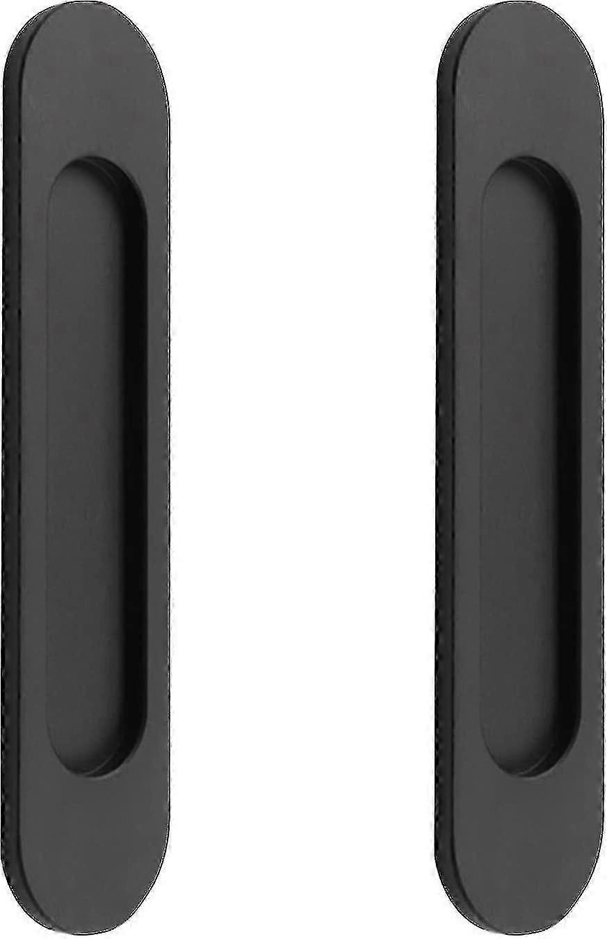 Ovale Griffe aus Aluminiumlegierung für Abschirmklappen - Selbstklebend mattschwarz, 2er-Set