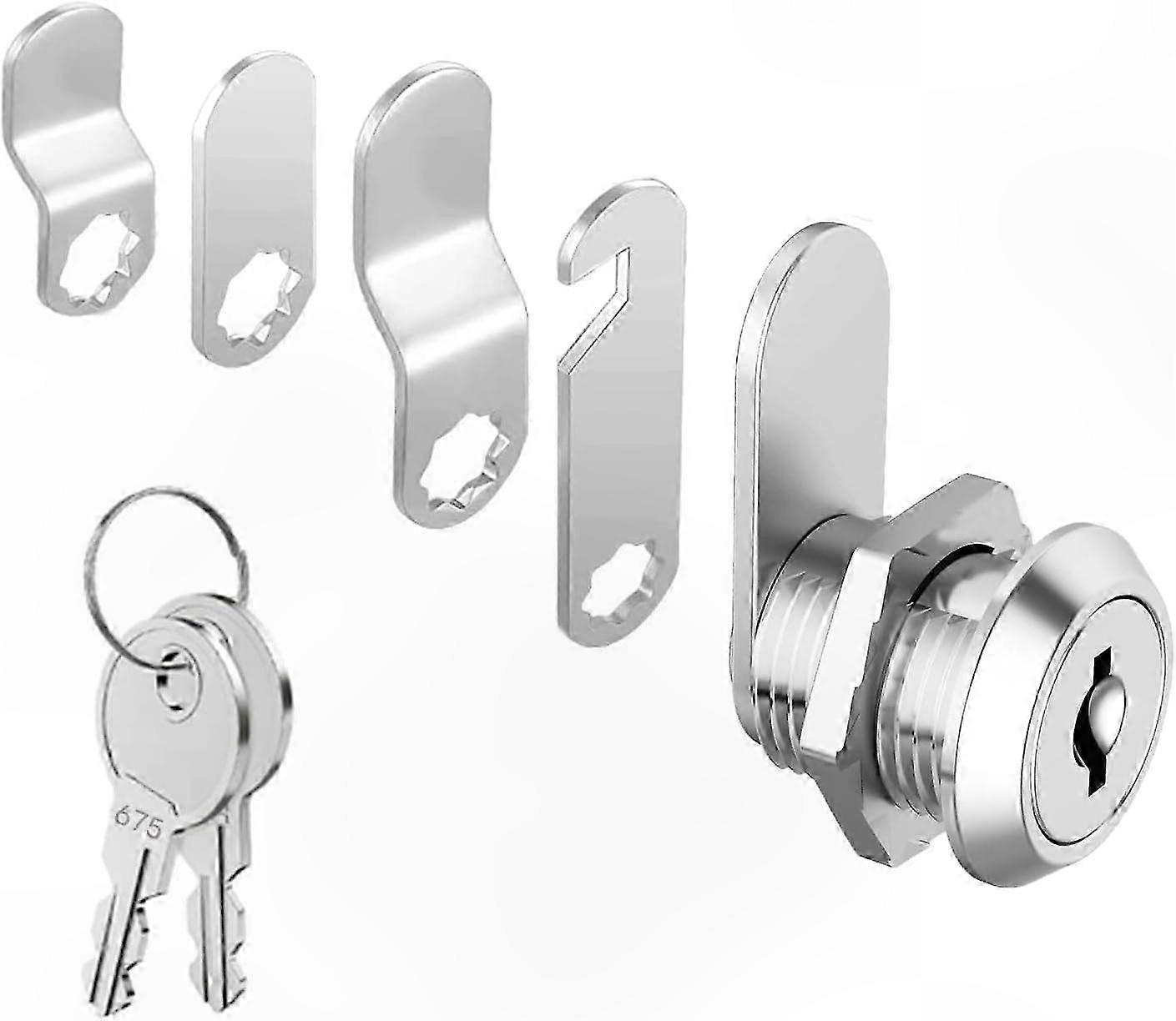 16mm Cylinder Cam Lock with 5 Plates and 2 Keys, Secure Fit for Mailboxes, Cabinets, Lockers, Toolboxes