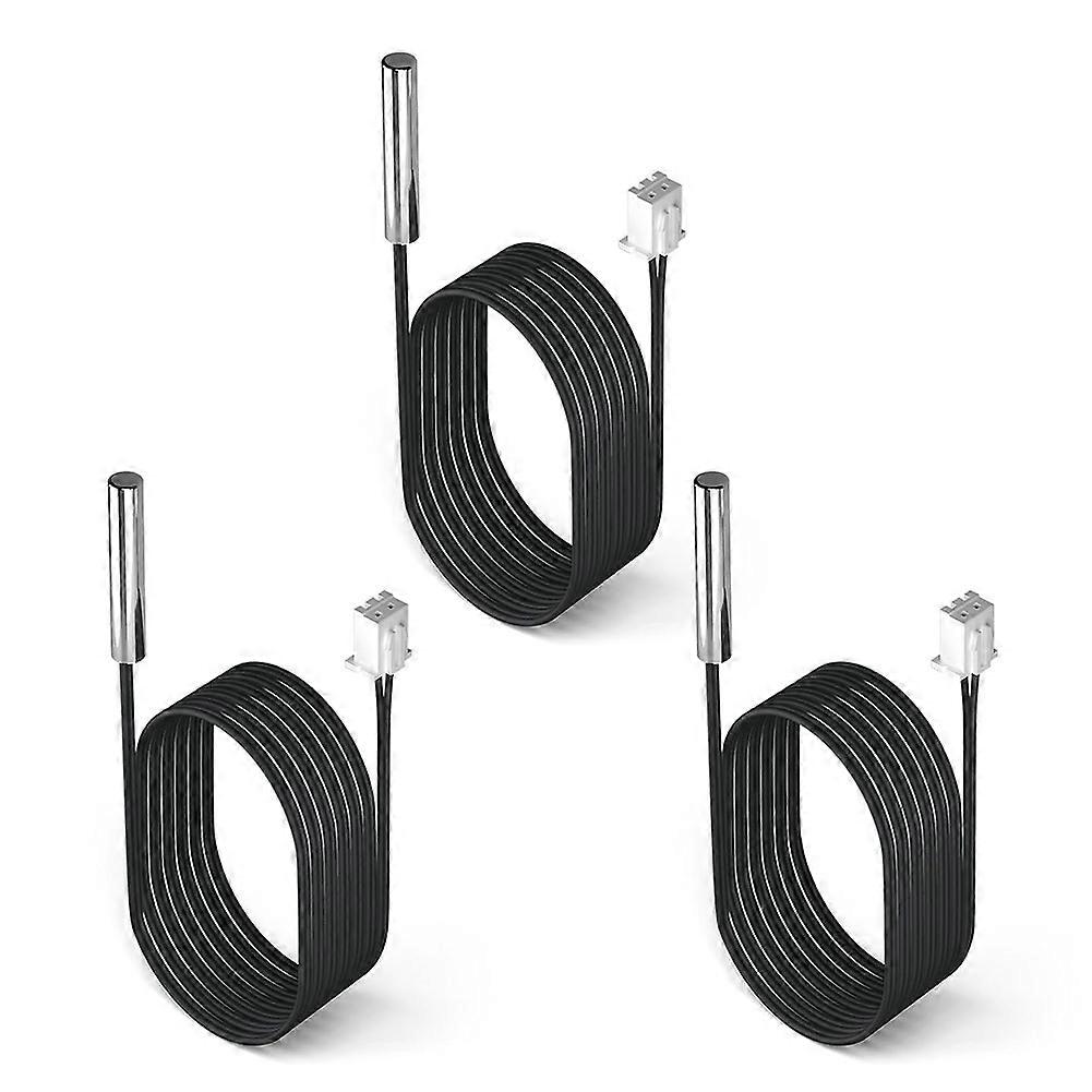 10K Temperature Sensor Probe 3-Pack, 1M Waterproof NTC-Temp Sensor with Stainless Steel Housing