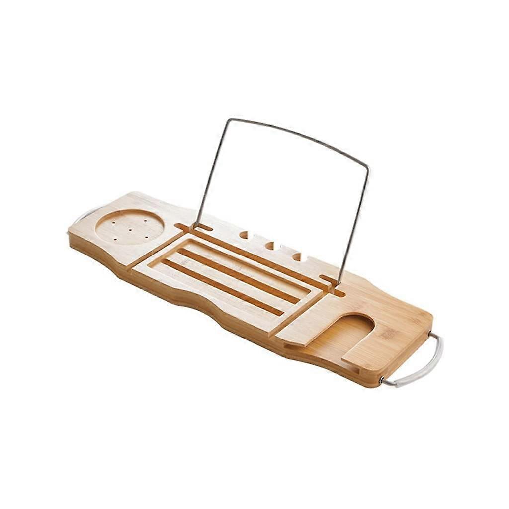 Extendable Bathtub Caddy Tray with Book and Wine Holder for Relaxing Soak Fits All Tubs