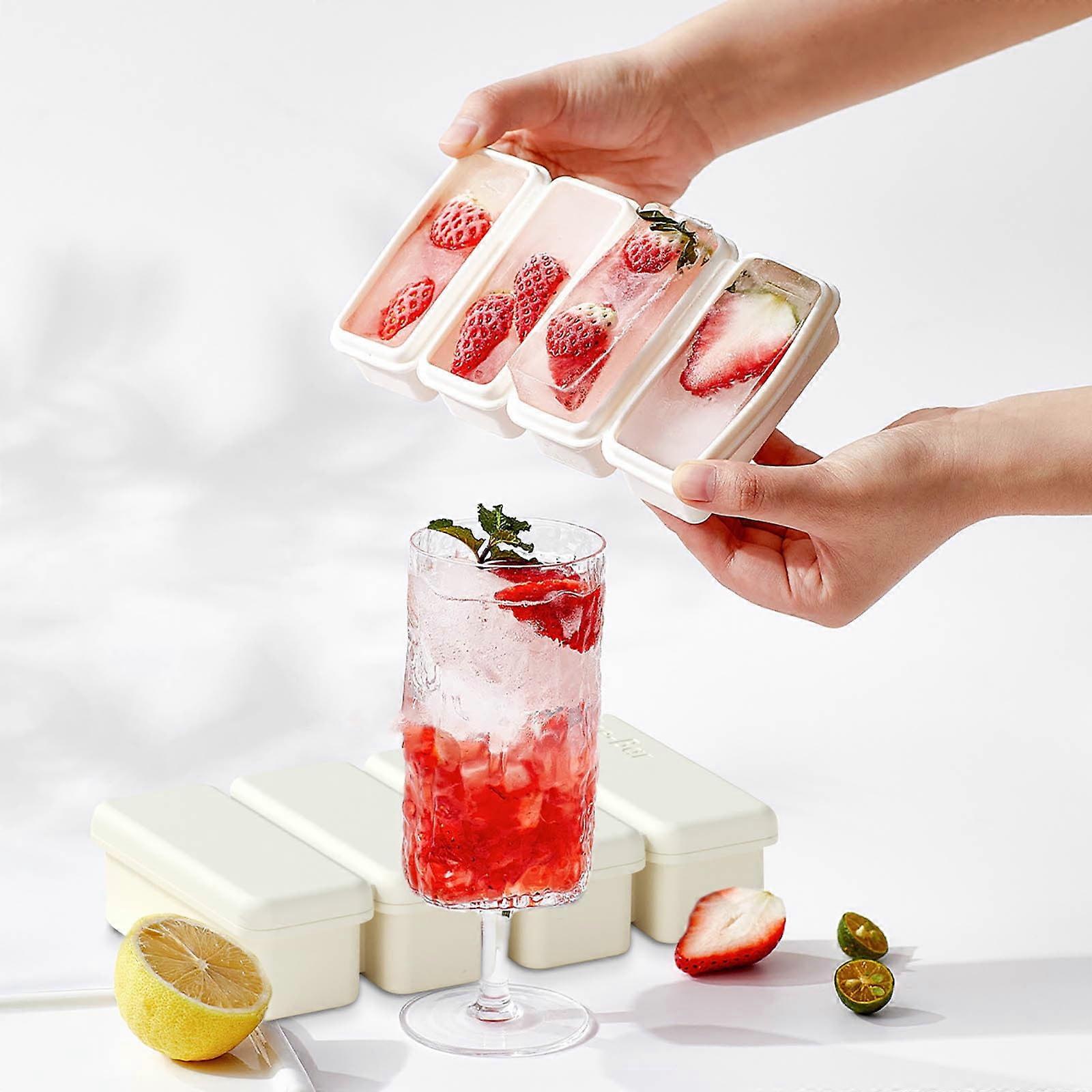 maxiaoxia Long Ice Mould with Large Capacity, Compatible with Refrigerator Freezer, for Ice Cubes, Cocktail, Coffee Drinks, with Lid