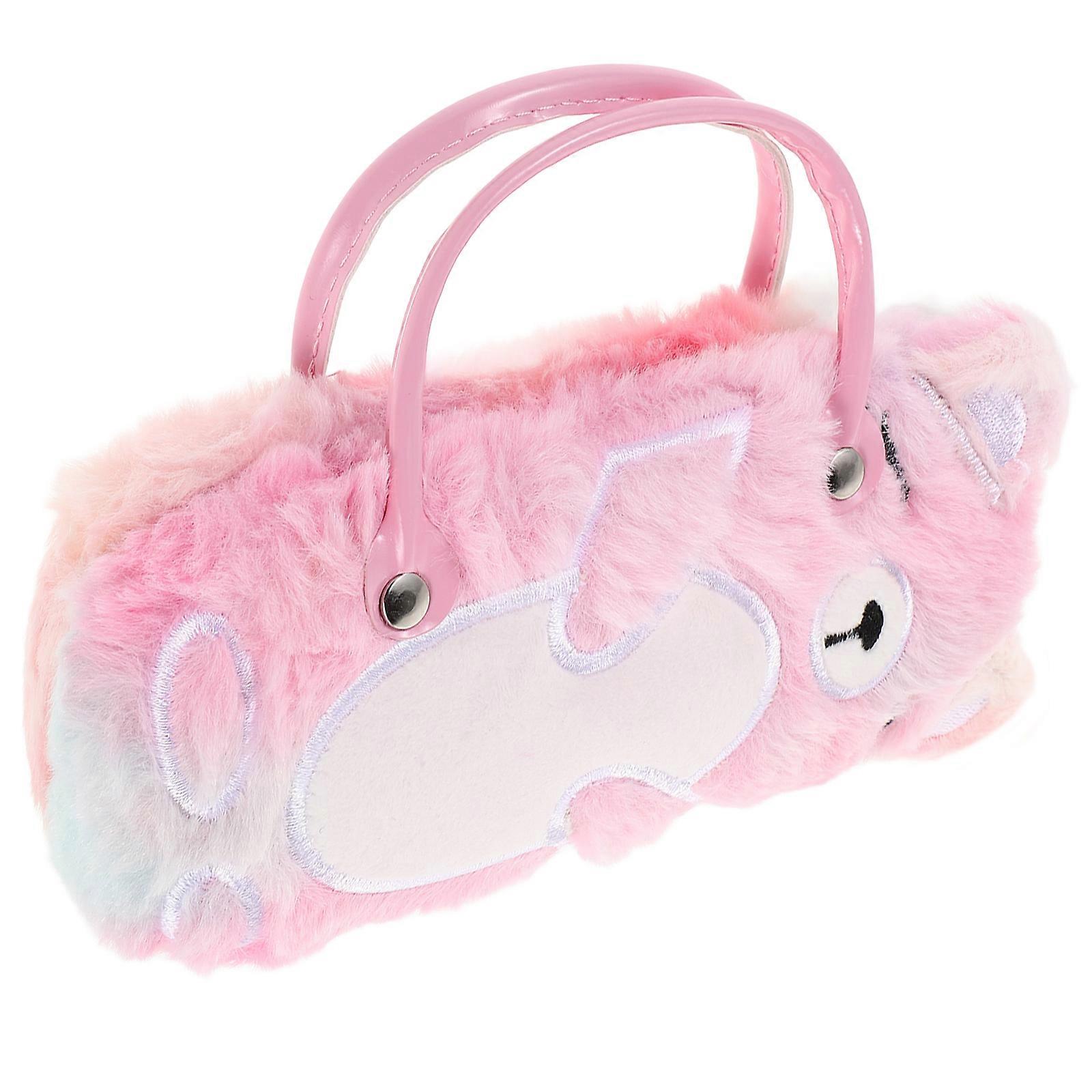 Cute Bear Plush Eyeglass Case for Storage Portable with Handle Assorted Color
