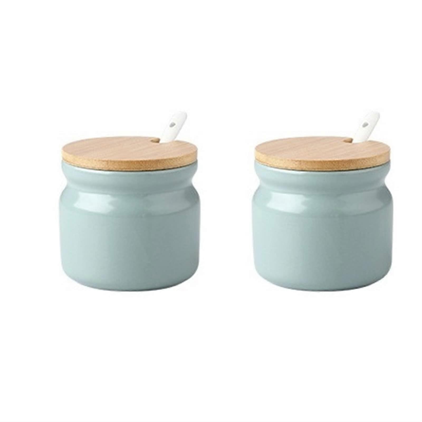 Ceramic Spice Jar with Lid for Kitchen, White Sugar Storage Container, Moisture Resistant Seal