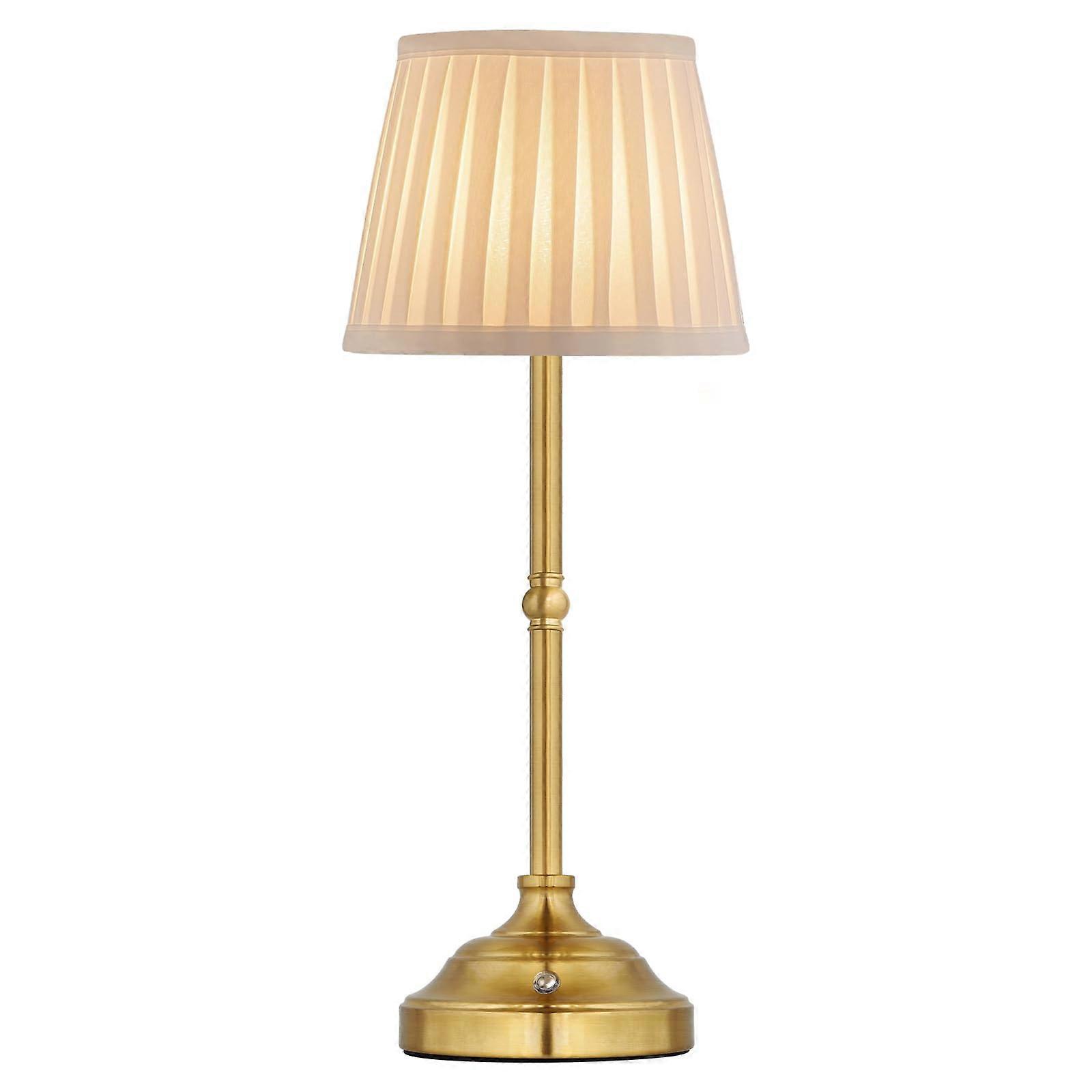 Cordless Rechargeable LED Table Lamp with Touch Dimming and Fabric Shade for Bedroom Dining Bronze