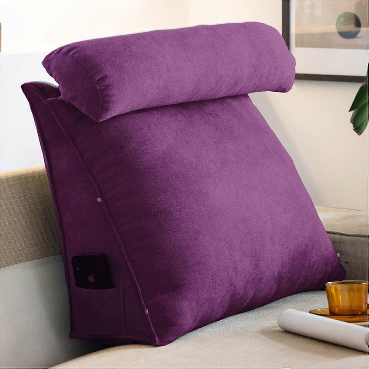 Reading Pillow with Adjustable Lumbar Support, Ergonomic Backrest for Bed and Sofa, 60x50x20cm