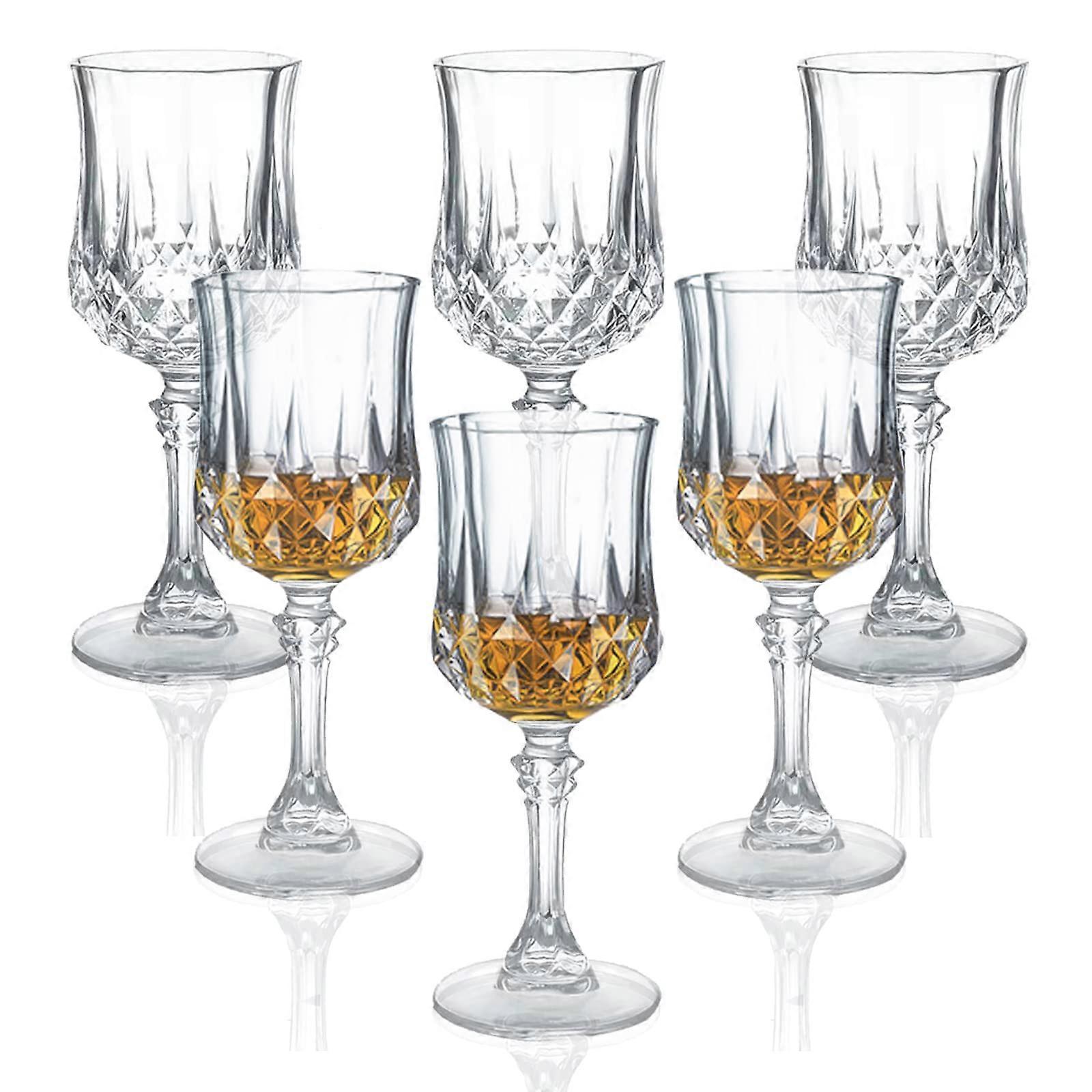 Crystal Shot Glasses Set of 6, 1.7oz Stemmed Tequila and Cordial Glasses, Elegant Patterned Design