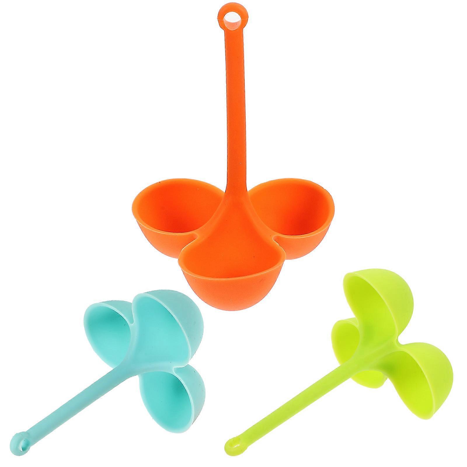 Orange Silicone Egg Boiling Holder for Steaming Eggs Flexible Cooking Tool 3 Grids