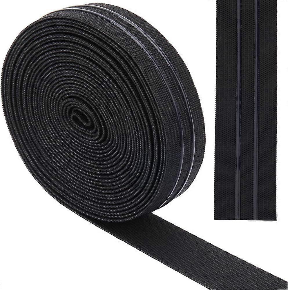 5 Yards 25mm Wide Non-Slip Elastic Ribbon Black Straight Line Silicone Elastic Gripper Band Tape Stretch Rubbers Elastic Straps Belt Waistband for DIY