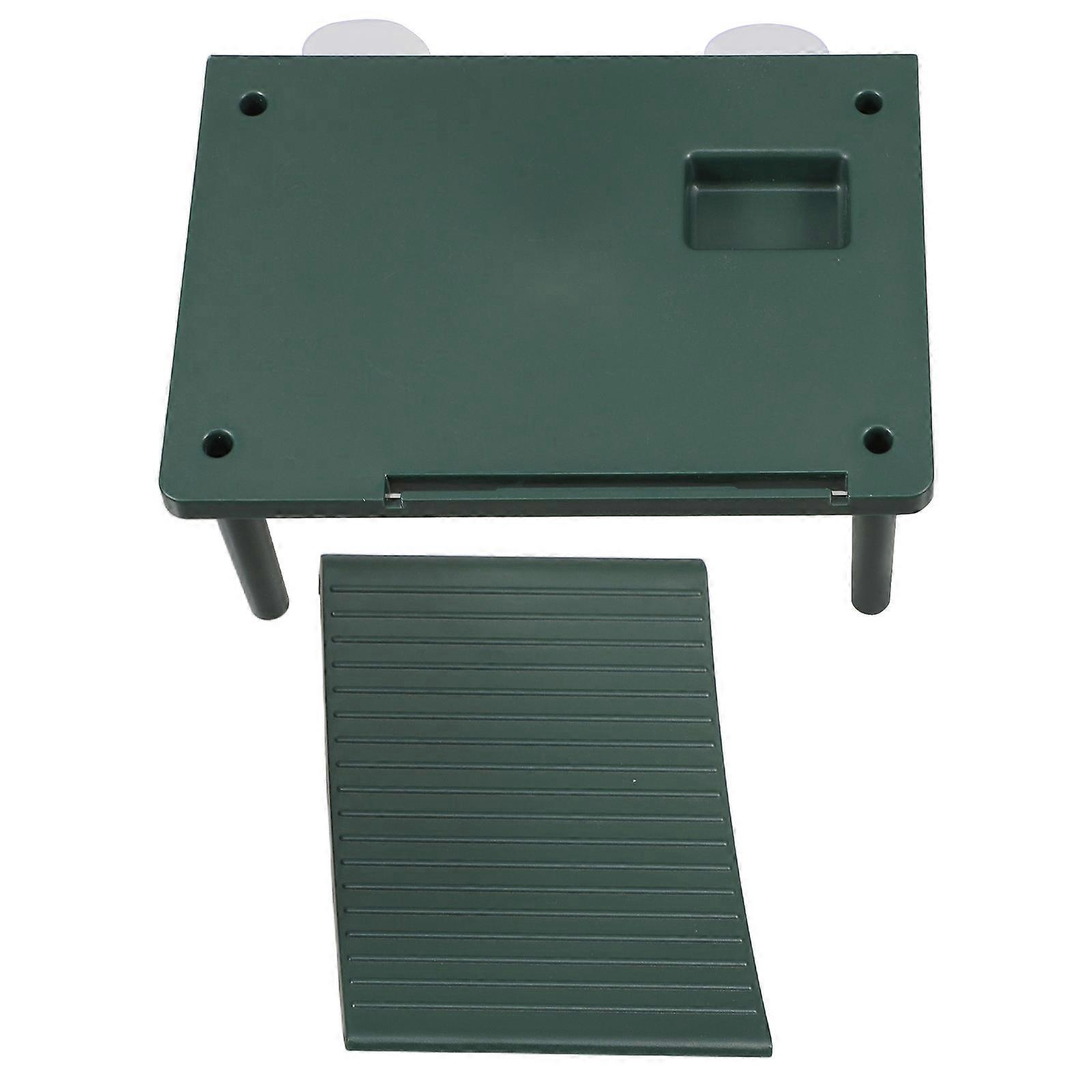 Aquatic Turtle Basking Platform with Ramp for Tank 2Pcs Green Floating