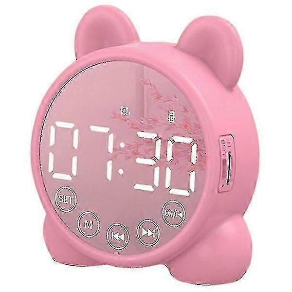 Pink Bluetooth Speaker Alarm Clock Digital Clock Bluetooth Speaker