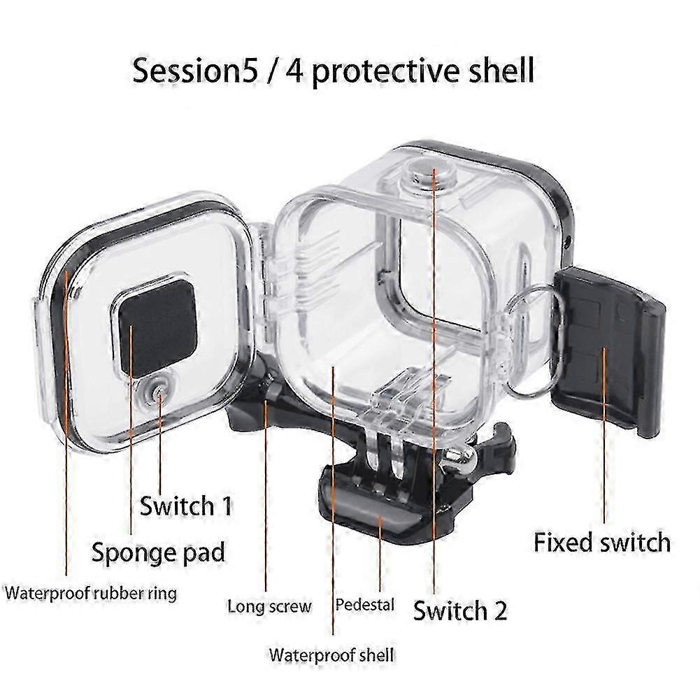 For Hero 4/5 Session Waterproof Shell Case Underwater 45M Protection Housing Box for Camera Accesso
