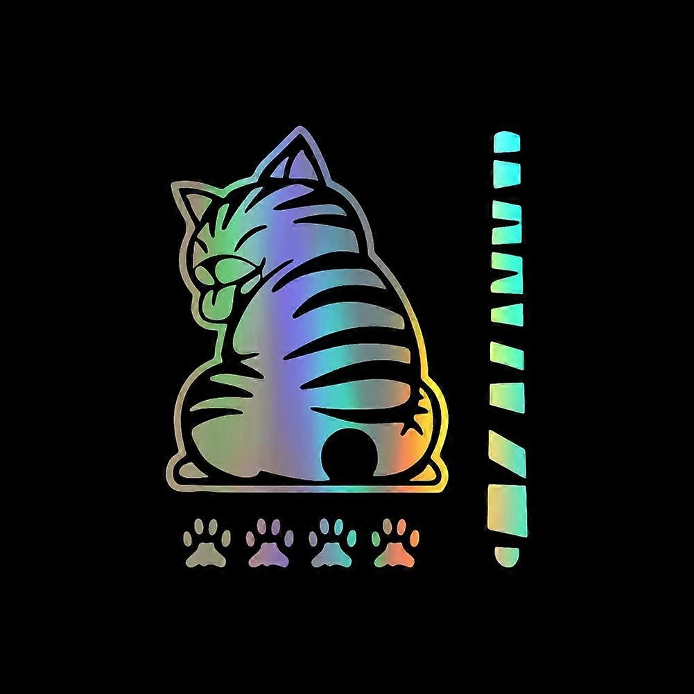 Funny Cat Car Wiper Sticker with Moving Tail, Holographic Laser Rear Window Decal, Weatherproof