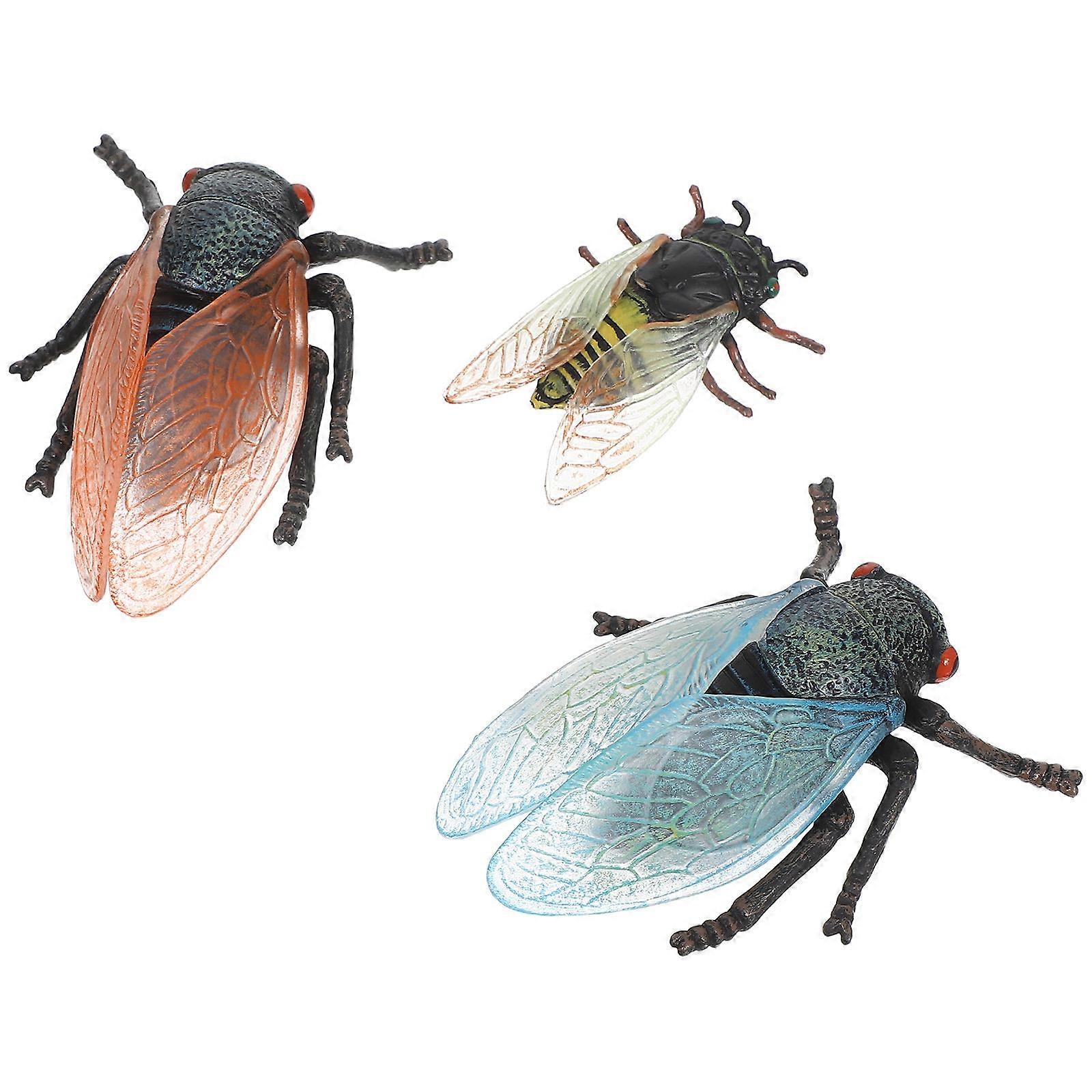 Plastic Cicada Ornament for Decor 3Pcs Desktop Sculpture Craft