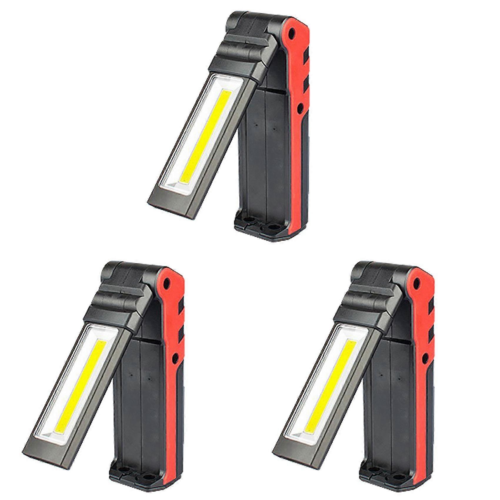 3X Super Bright COB LED Working Light with Magnetic Base & Hook USB Rechargeable Dimmable Flashlight