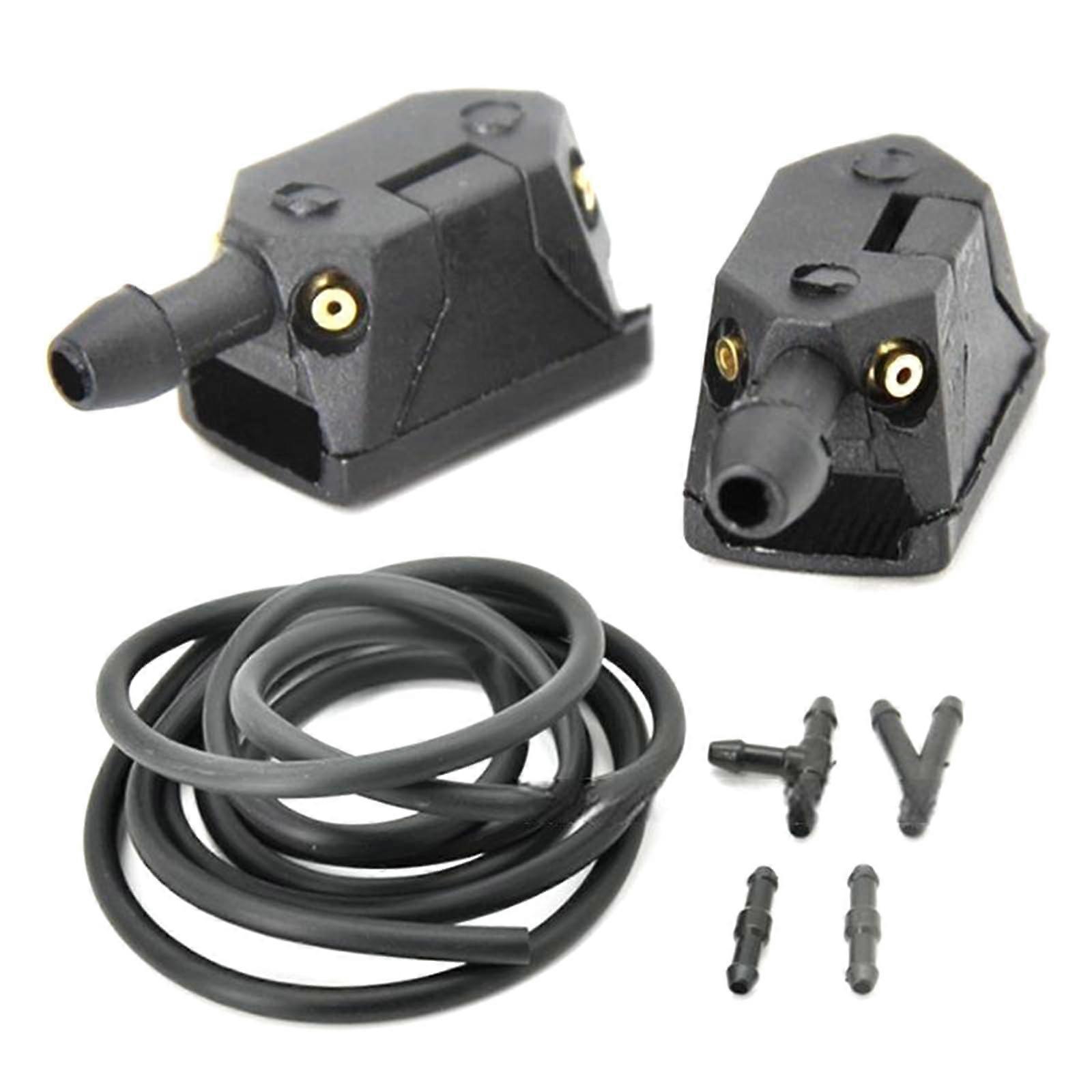 Adjustable 4Way Windshield Washer Nozzles Set with Hose for Universal Car and Even Spray