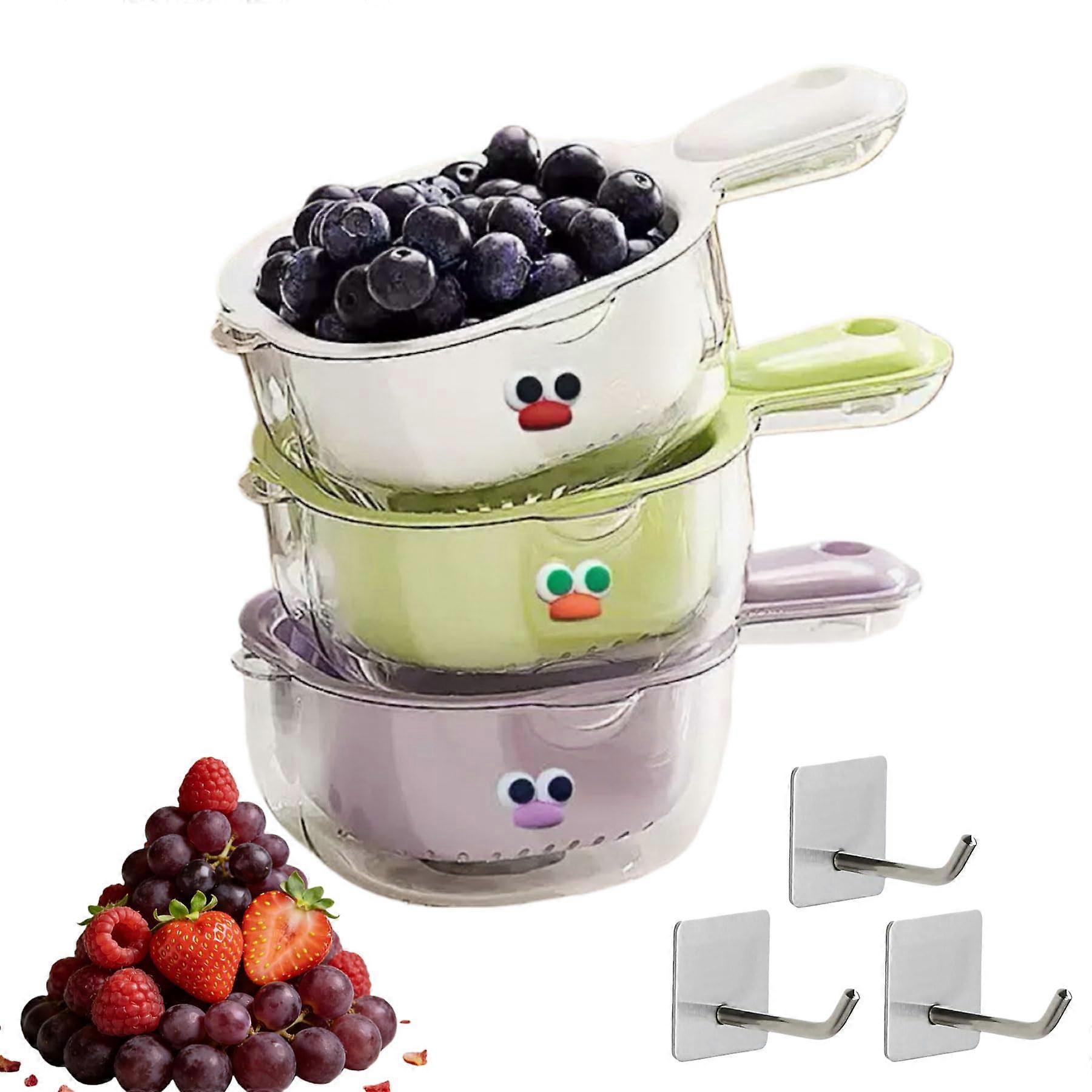 Colander Set with DualLayer Draining Design, 3Piece Strainer Bowl for Fruits and Vegetables