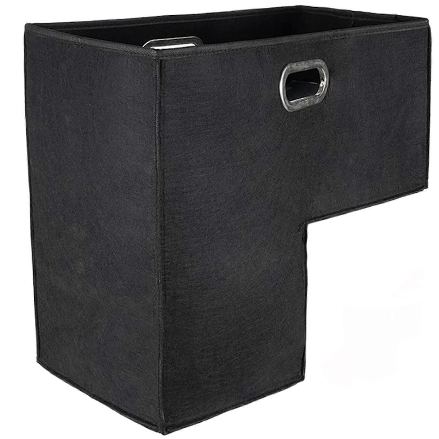 Stair Basket Large Capacity Foldable Felt Step Organizer with Handle for Carpeted and Wooden Stairs, Black