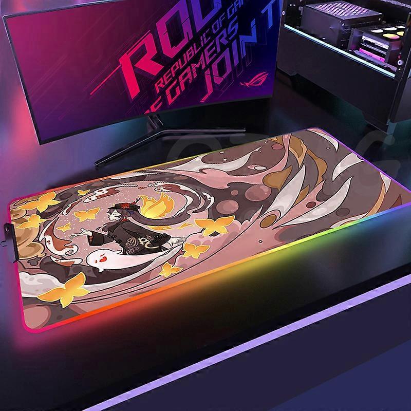 Genshin Design RGB Mouse Pad Gaming Mousepads LED Mouse Mat Keyboard Mat Anti-slip Best Choice Mousepad XXL Luminous Desk Rug