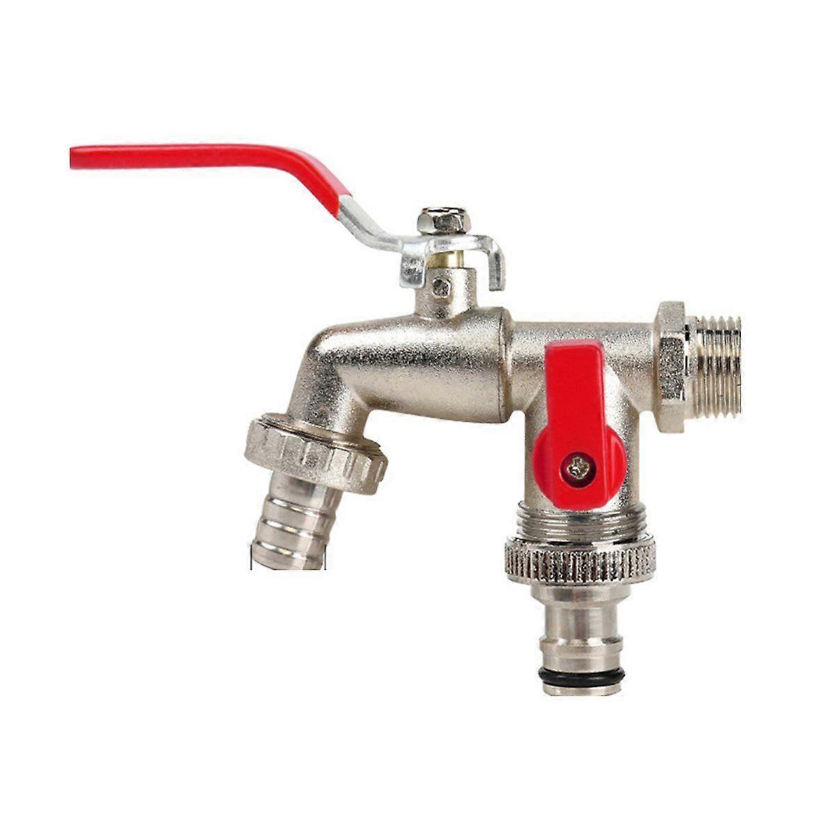 1Pc Dual Socket Garden Water Pipe Faucet, Threaded Multi-Component Outdoor Faucet, Compatible with