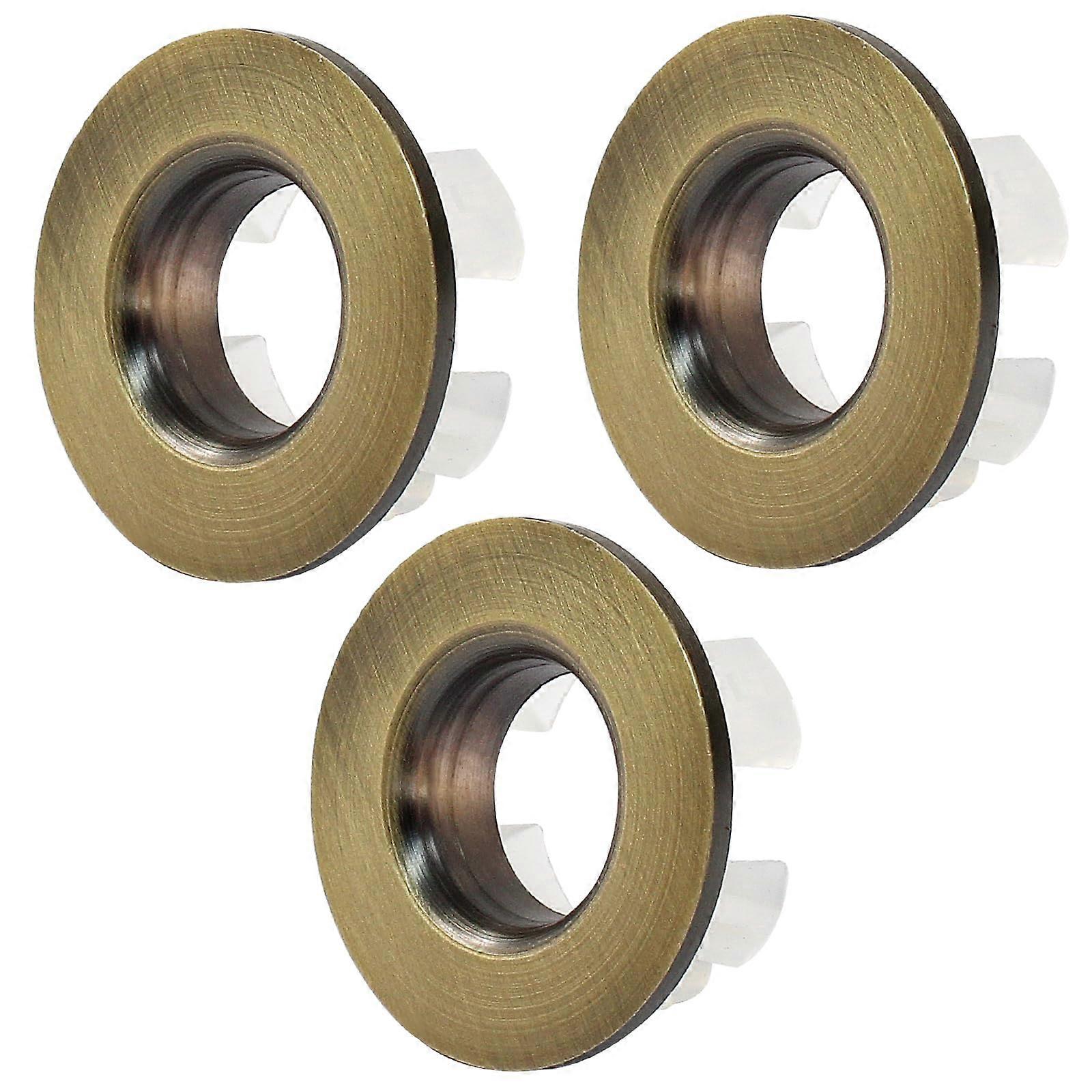 Sink Overflow Ring Bronze Set, Rustproof Copper Finish, Universal Bathroom and Kitchen Fit