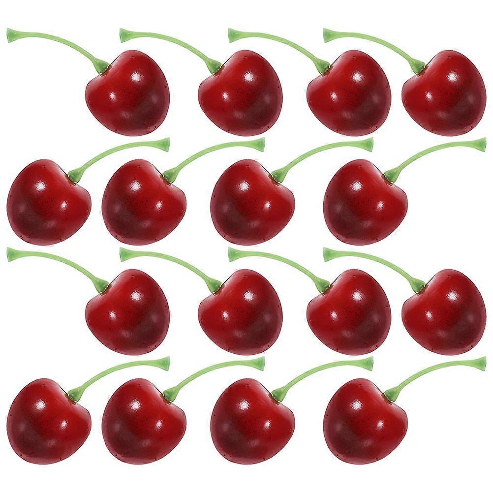 Realistic Fake Fruit Model Cherry for Decoration 25Pcs Red Plastic Foam Set